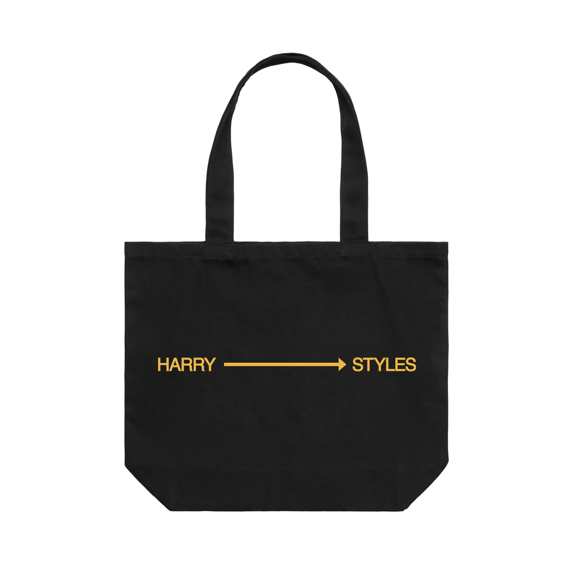 Black Harry Styles oversized canvas tote bag with clean utility-style merch design for everyday carry
