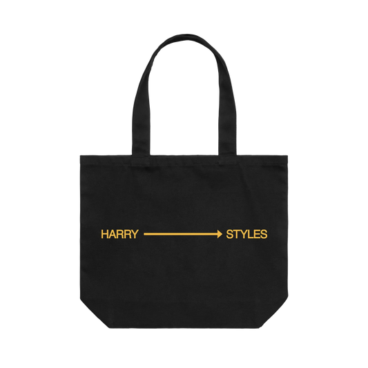 Black Harry Styles oversized canvas tote bag with clean utility-style merch design for everyday carry