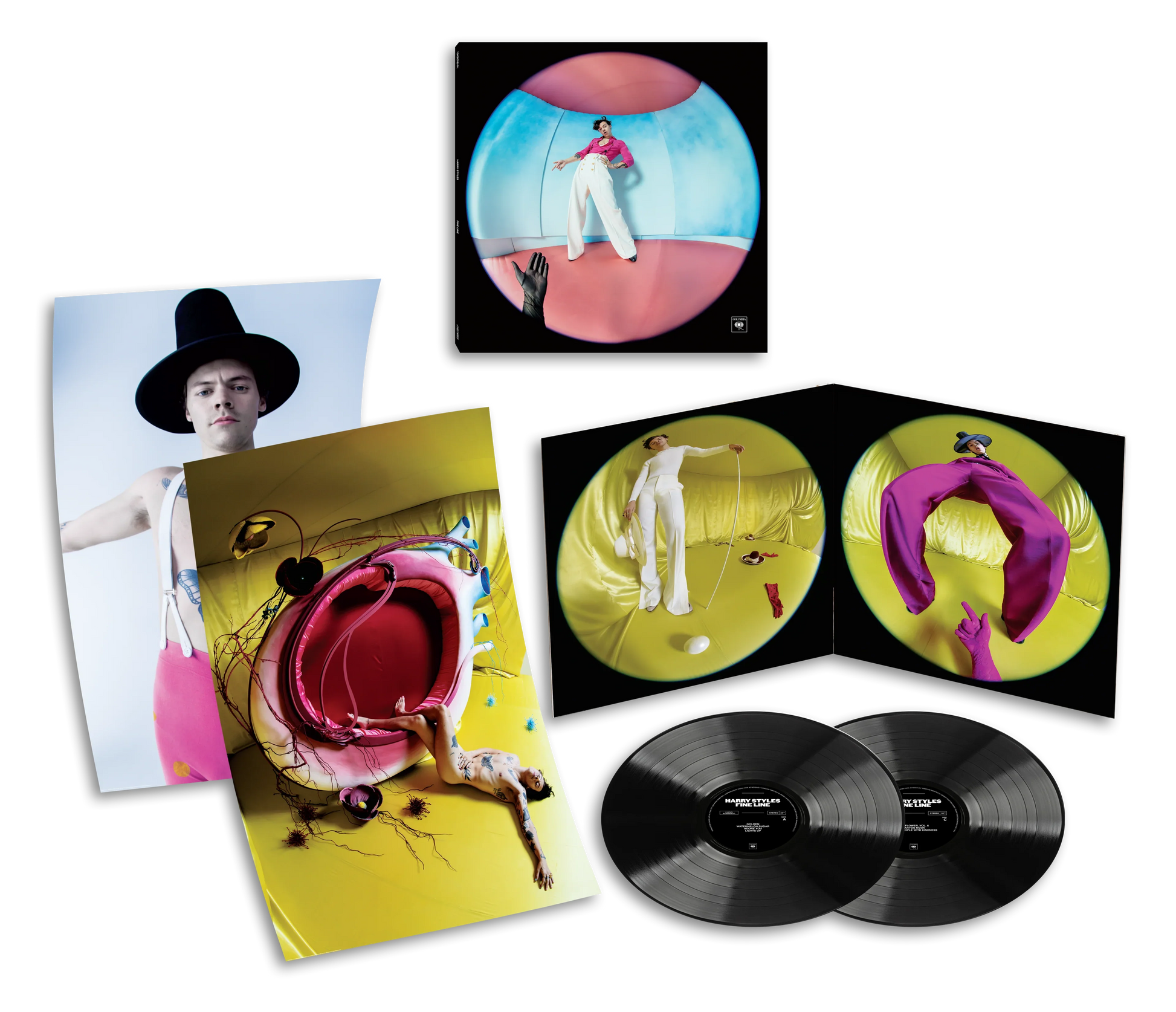 Harry Styles Fine Line vinyl deluxe box set with double black LP records exclusive booklet artwork inserts and collectible album packaging
